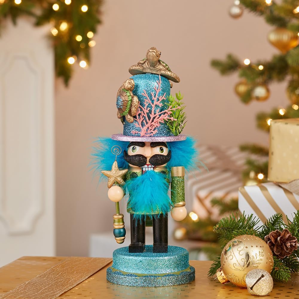 Kurt Adler Hollywood Nutcracker with Sea Turtle Hat, 11-Inch