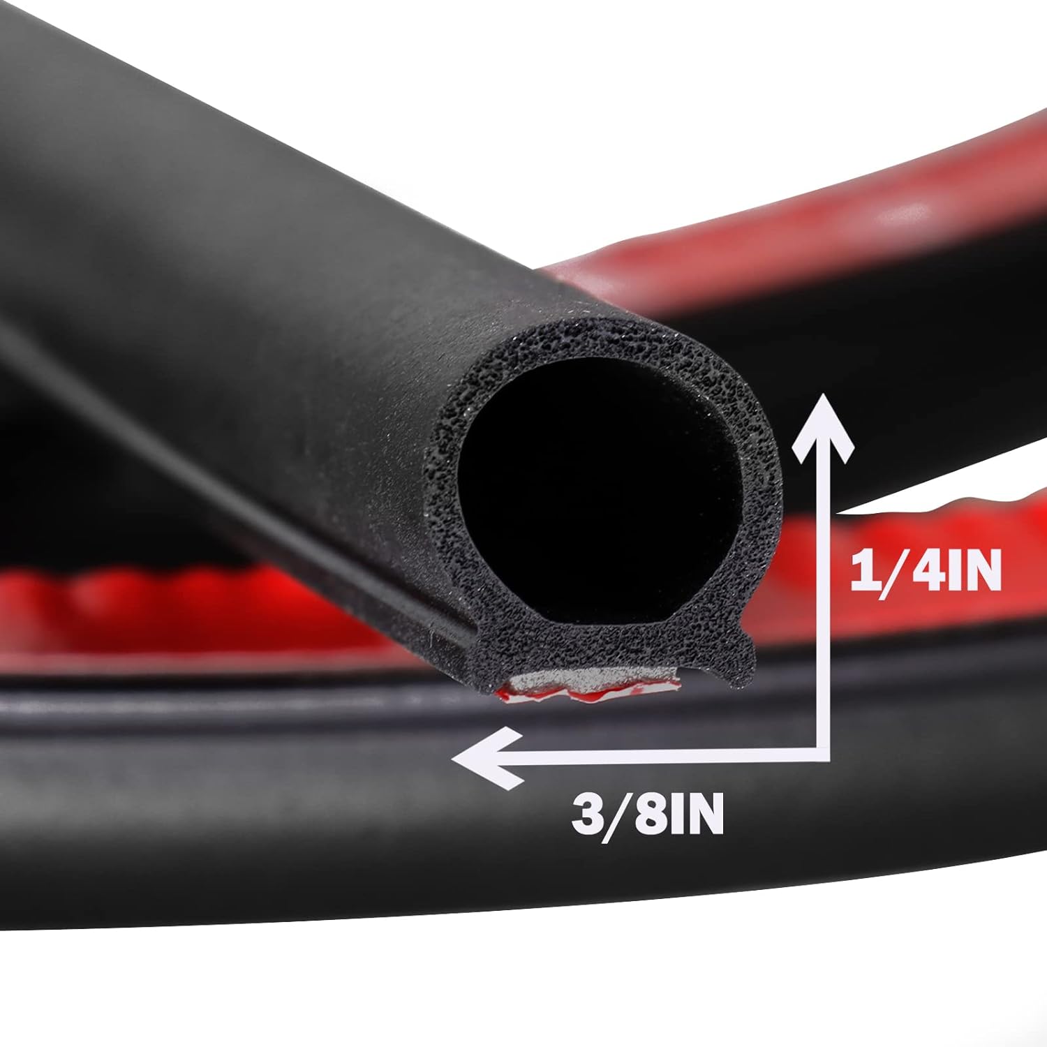 D-Shape Heavy Duty Weather Stripping 1/2"×7/16" Rubber Seal Weatherstrip Hollow with Bulb Door Gasket Strip(Self-Adhesive) for Automotive Truck RV