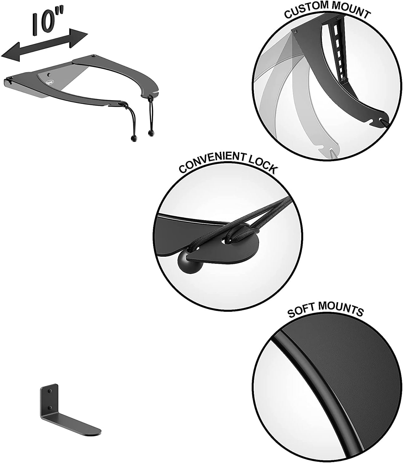 Koova Golf Bag Storage Rack | Sturdy Metal Wall Mount Garage Organizer for Golf Clubs | Fits Any Size Cart or Stand Bag | Easy Install & Use