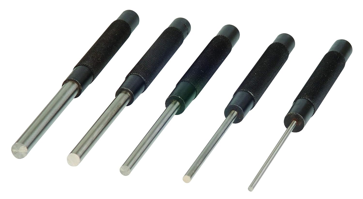 Mitutoyo 985-118 Drive Pin Punch Set, X-Large, 8", 5 Piece | Heat-Treated Steel, Knurled Grip, Satin-Chrome Finish, Machining, Fabrication