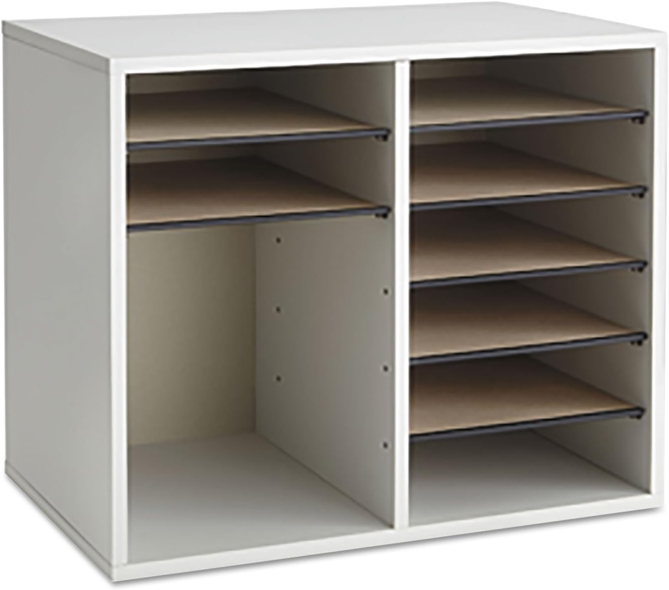 Safco Literature Organizer, 12 Compartments, Office and Classroom Mailbox with Adjustable Shelves, Wood Paper and Mail Sorter, Gray