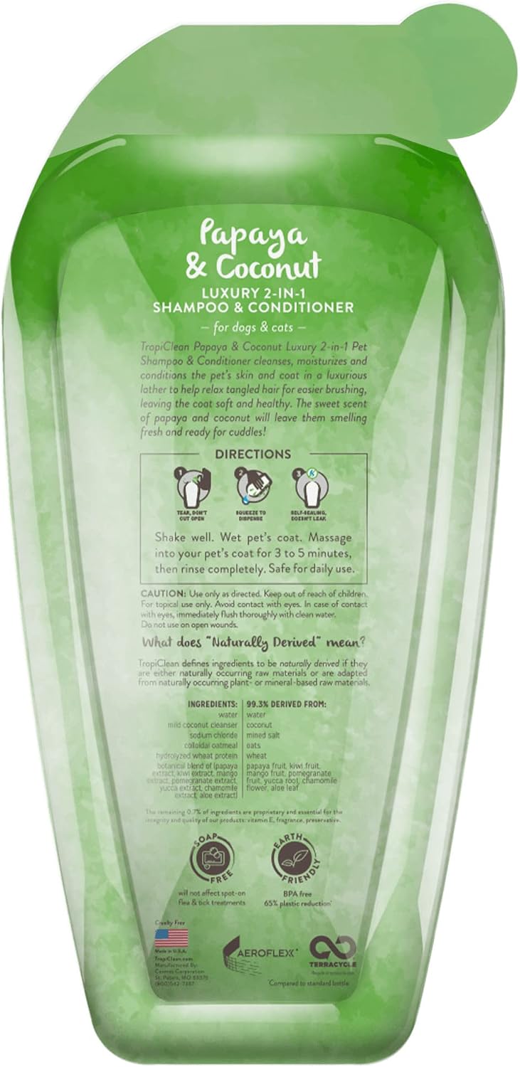 TropiClean Deodorizing Dog Shampoo, Berry & Coconut Scent, 2.5 Gallon