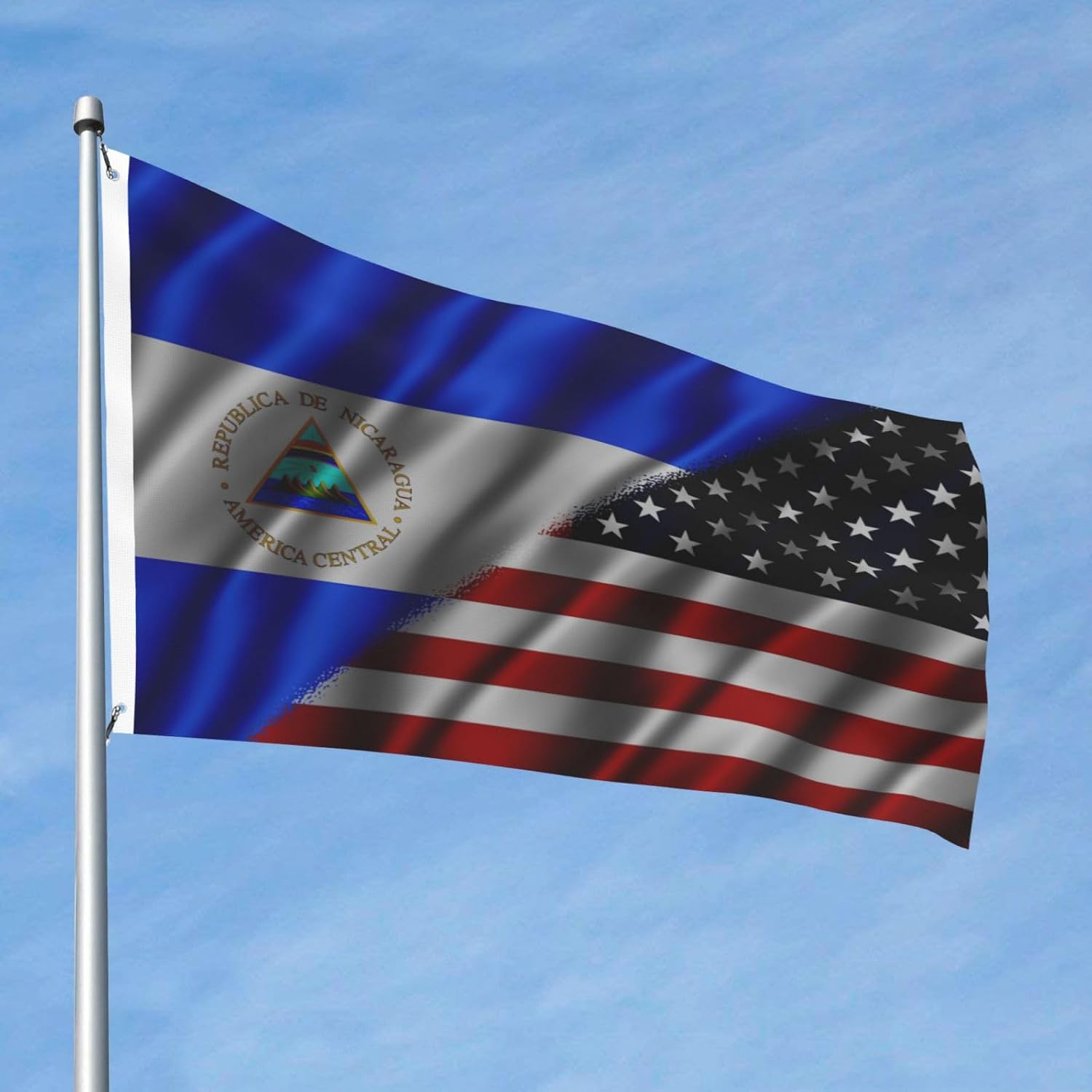 Nicaraguan Nicaragua And American Usa Flag 2x3 Ft Flags Double-Sided Printing Outdoor Indoor Decoration Country Flag 2x3 Foot Polyester Banner