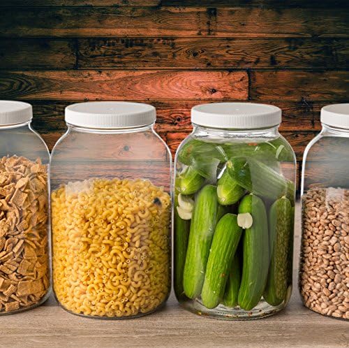 Wide Mouth Glass Mason Jar with PlasticLid/Ferment & Store Kombucha Tea or Kefir/Use for Canning, Storing, Pickling & Preserving Dishwasher Safe