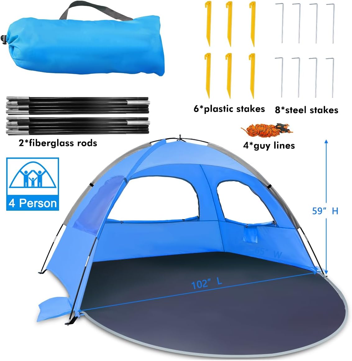 NXONE Beach Tent Sun Shelter, UPF 50+ UV Protection, Easy Setup