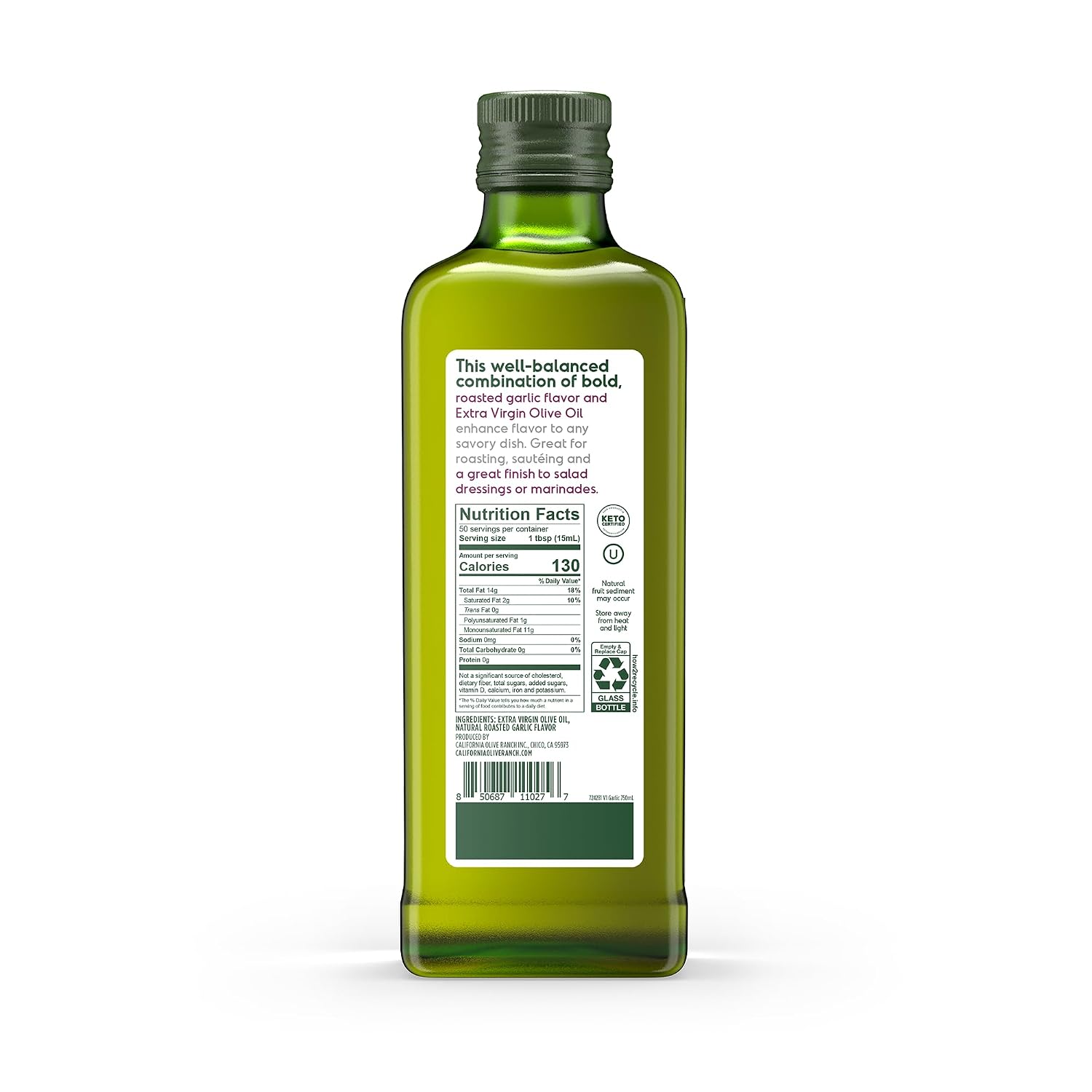 California Olive Ranch, Garlic Flavored Extra Virgin Olive Oil, 750mL (Pack of 1)