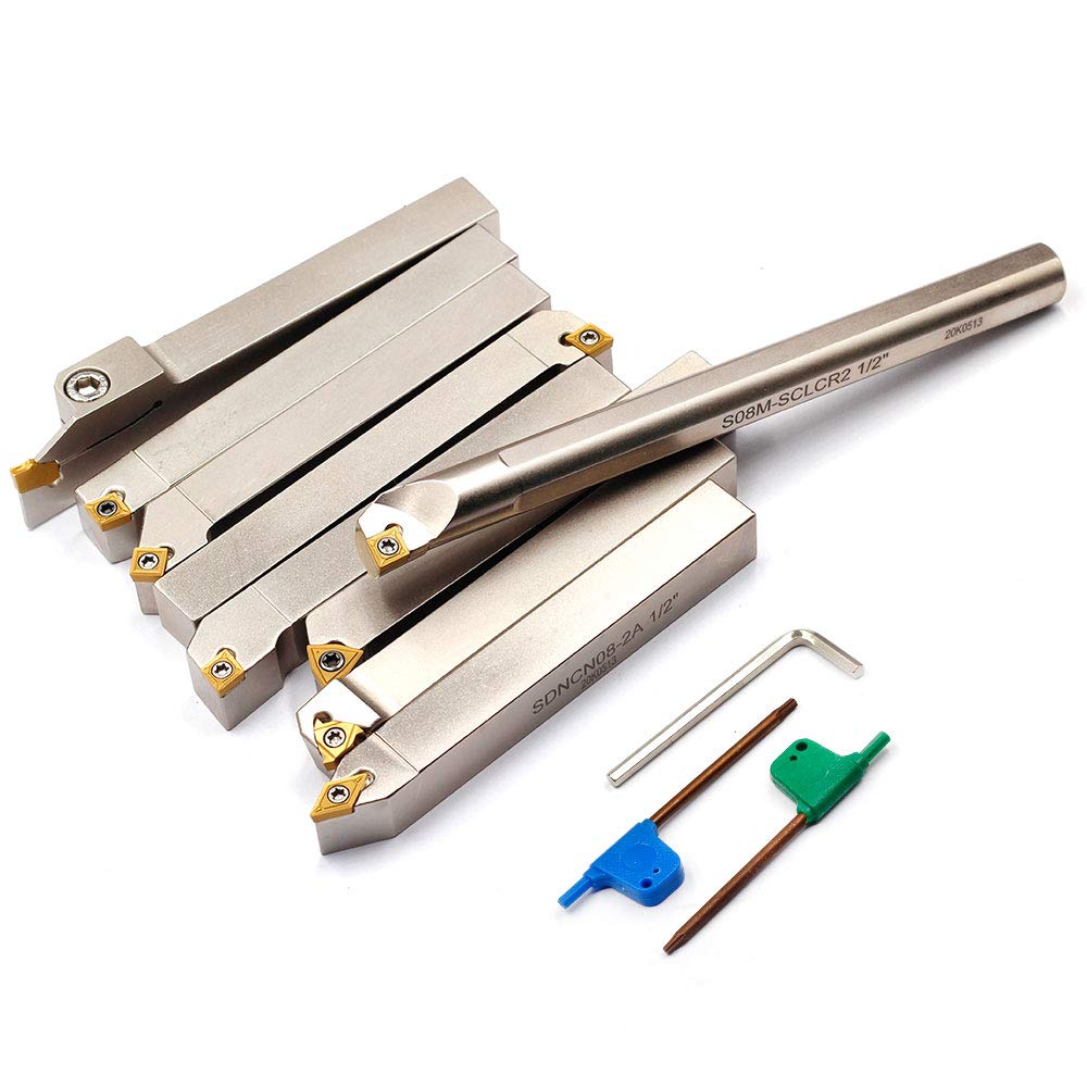 OSCARBIDE 9 pcs 1/2"Shank Nickel Plated Metal Lathe Tool & Boring Bar Set