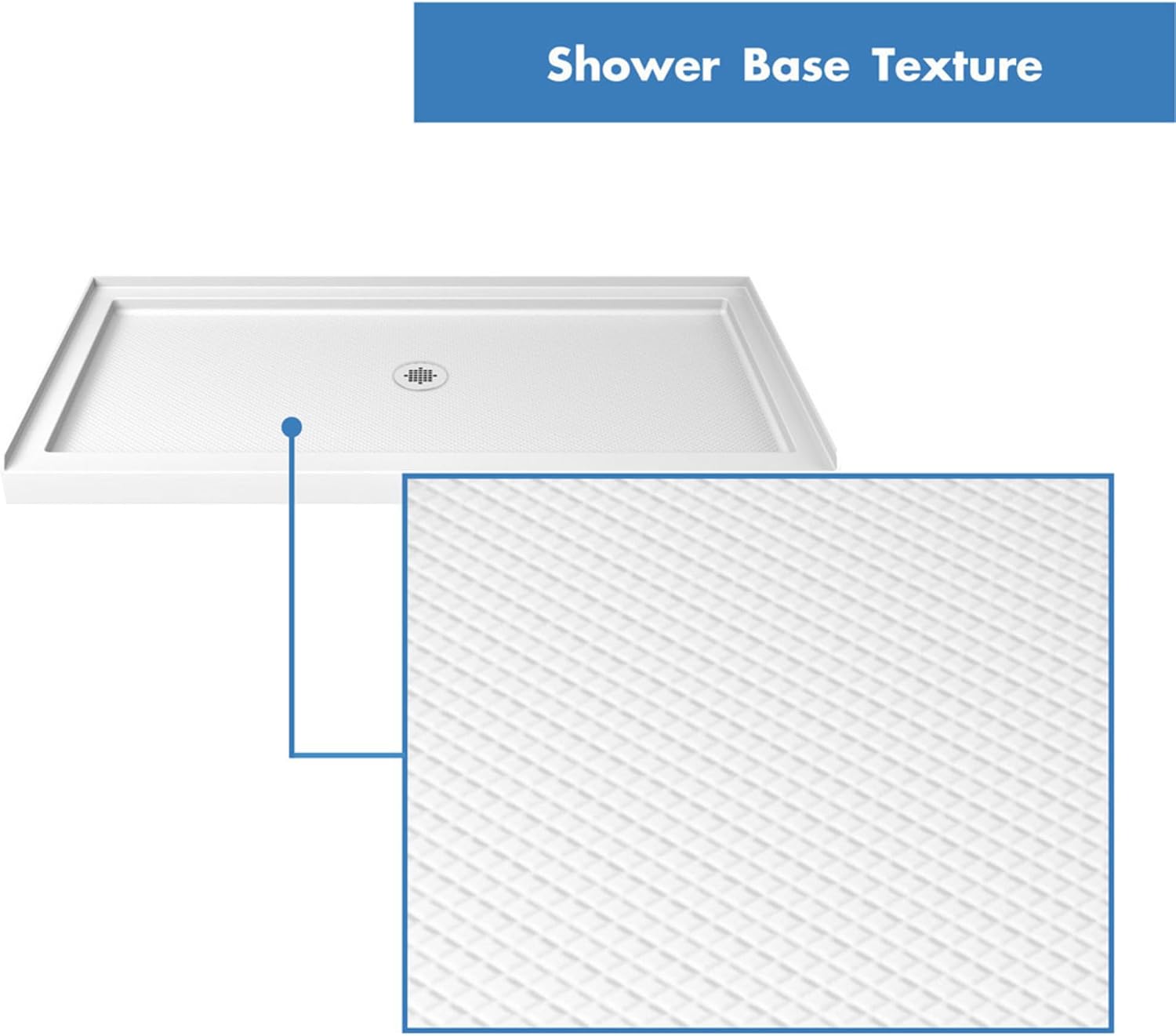 DreamLine SlimLine 32 in. D x 32 in. W x 2 3/4 in. H Center Drain Single Threshold Shower Base in White, DLT-1132320