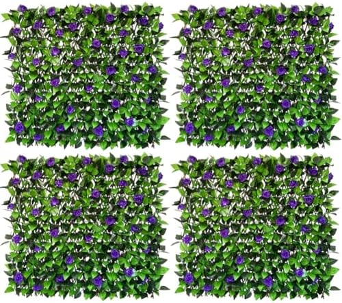 Expandable Fence Privacy Screen for Balcony Patio Outdoor,Decorative Faux Ivy Fencing Panel,Artificial Hedges (Single Sided Leaves)……