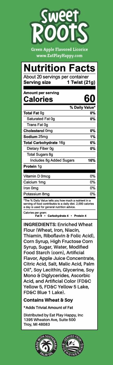 Sweet Roots Black Licorice Twists – 1 Bag (16 oz) – Jumbo Size Candy Sticks | Vegan, Fat Free, Kosher | Soft Gourmet Licorice Candy with Classic Black Licorice Flavor