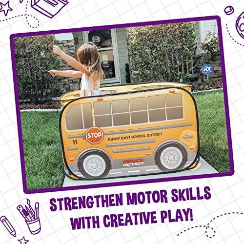 Sunny Days Entertainment Pop Up School Bus – Indoor Playhouse for Kids | Yellow Vehicle Toy Gift for Boys and Girls