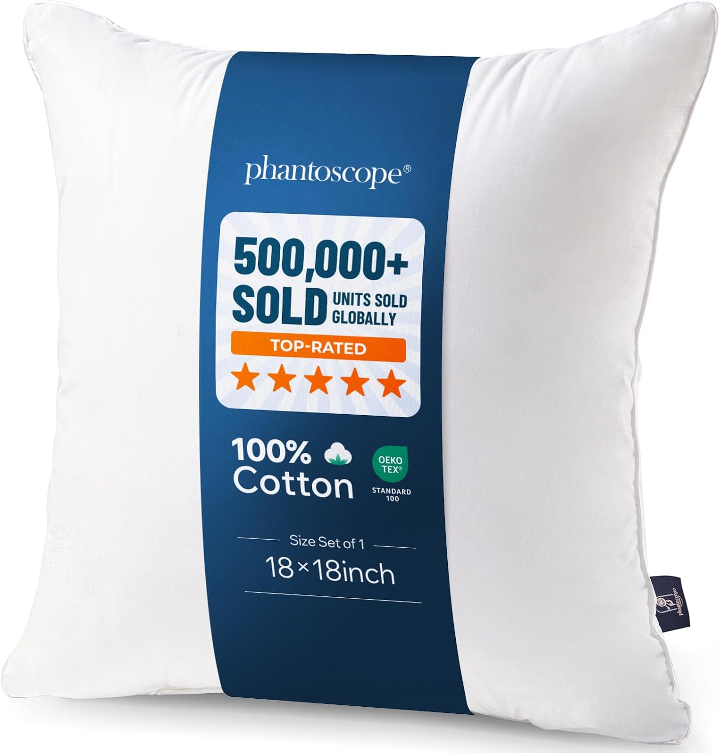 Phantoscope Throw Pillow Insert with 100% Cotton Cover, 26x26 Inch, 1 Pack