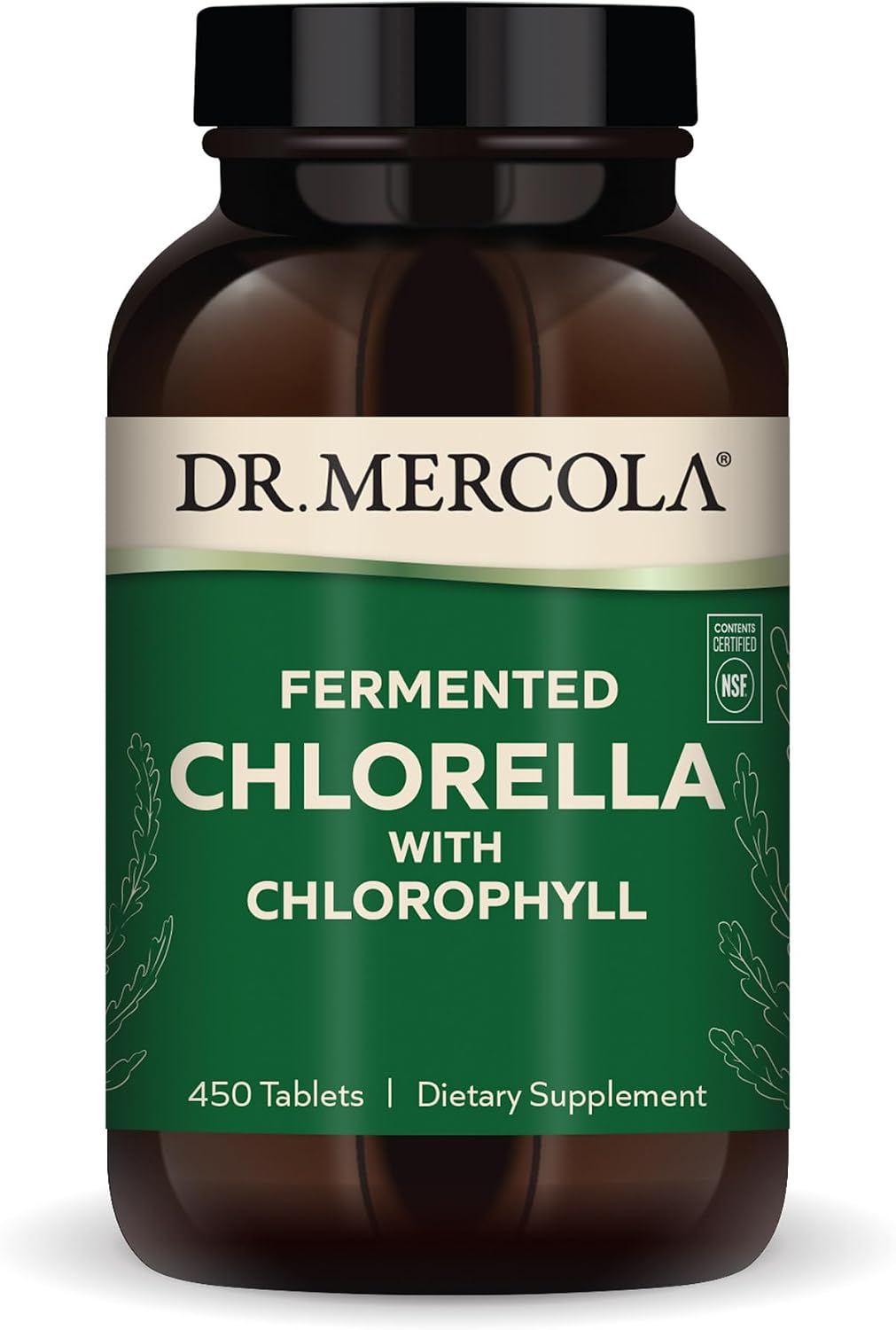 Dr. Mercola Fermented Chlorella - Supports Normal Detox & Cellular Energy - with Chlorophyll & Trace Minerals - Vegan - Non-GMO - 1 g - 450 Tablets