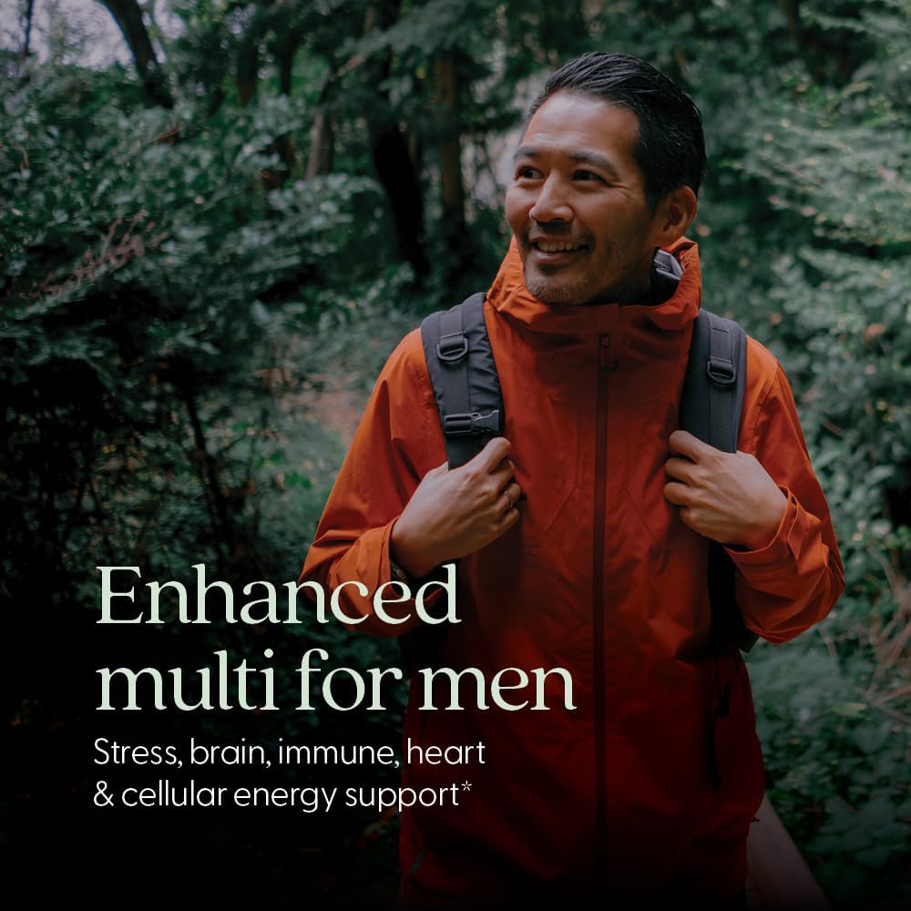 New Chapter Men's Multivitamin Advanced Formula for Stress, Brain, Immune, Heart & Energy Support, Higher Levels of Whole-Food Fermented Essential Nutrients for Men + Selenium + B Vitamins, 120 ct