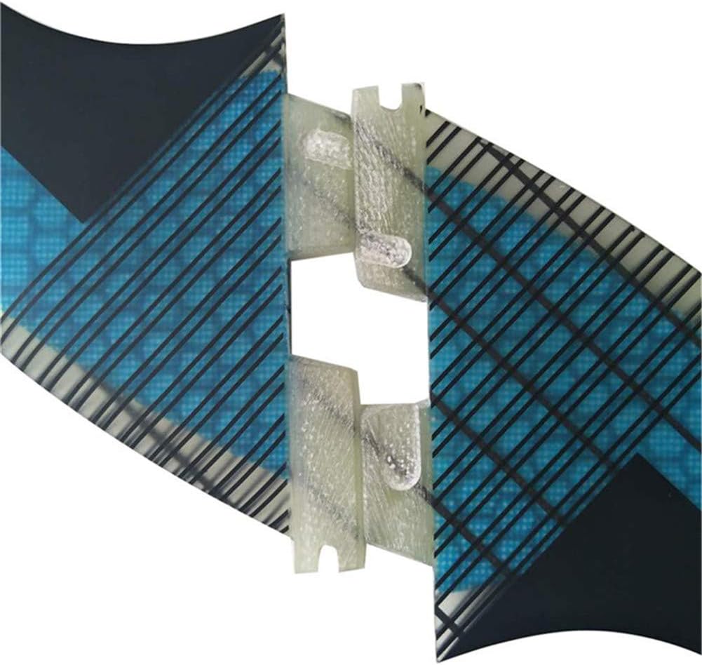 TOPWAYS Fiberglass+Honeycomb Surfboard Fin (3) Glass Flex Thruster Surf Fin Set (Double Tabs II Plug Style G5 Size) - Tri Fin Thruster Set Surfboard