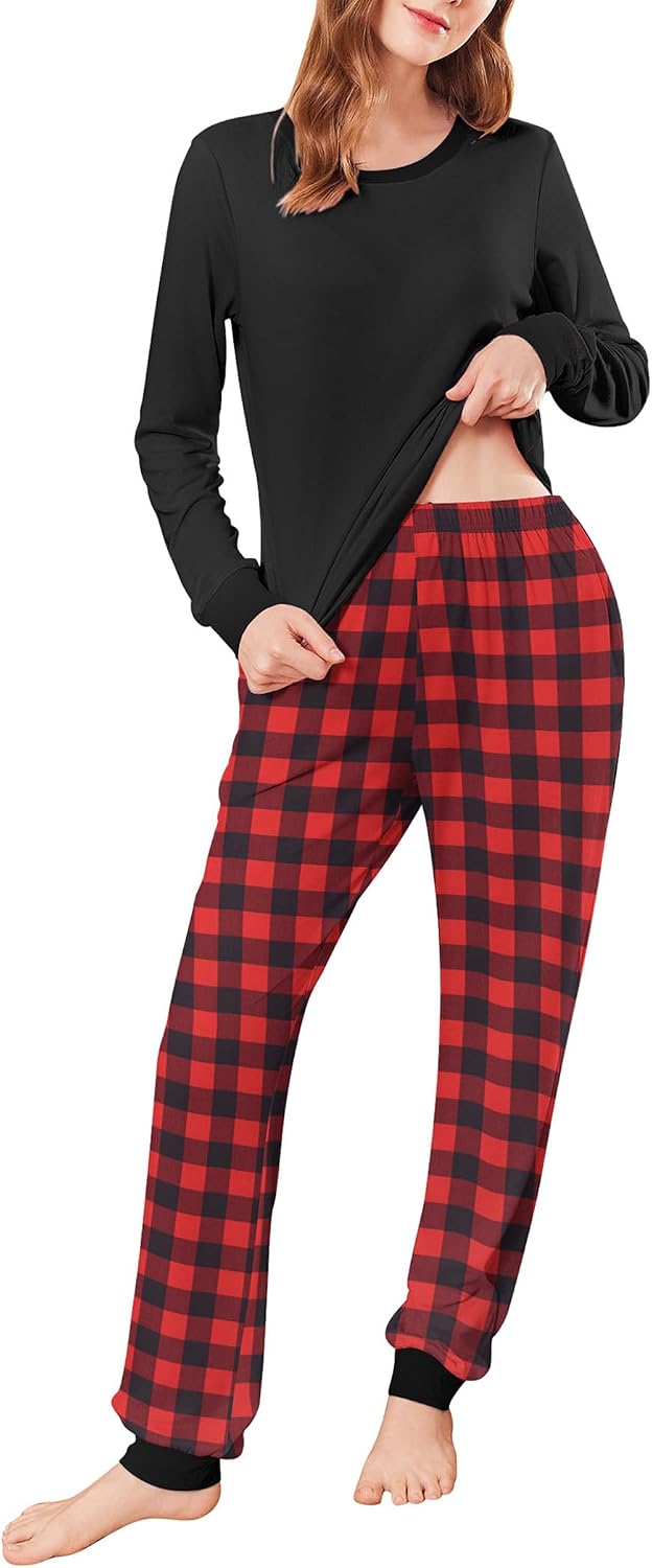 Ekouaer Womens Pajamas Sets Long Sleeve Tops with Jogger Pants