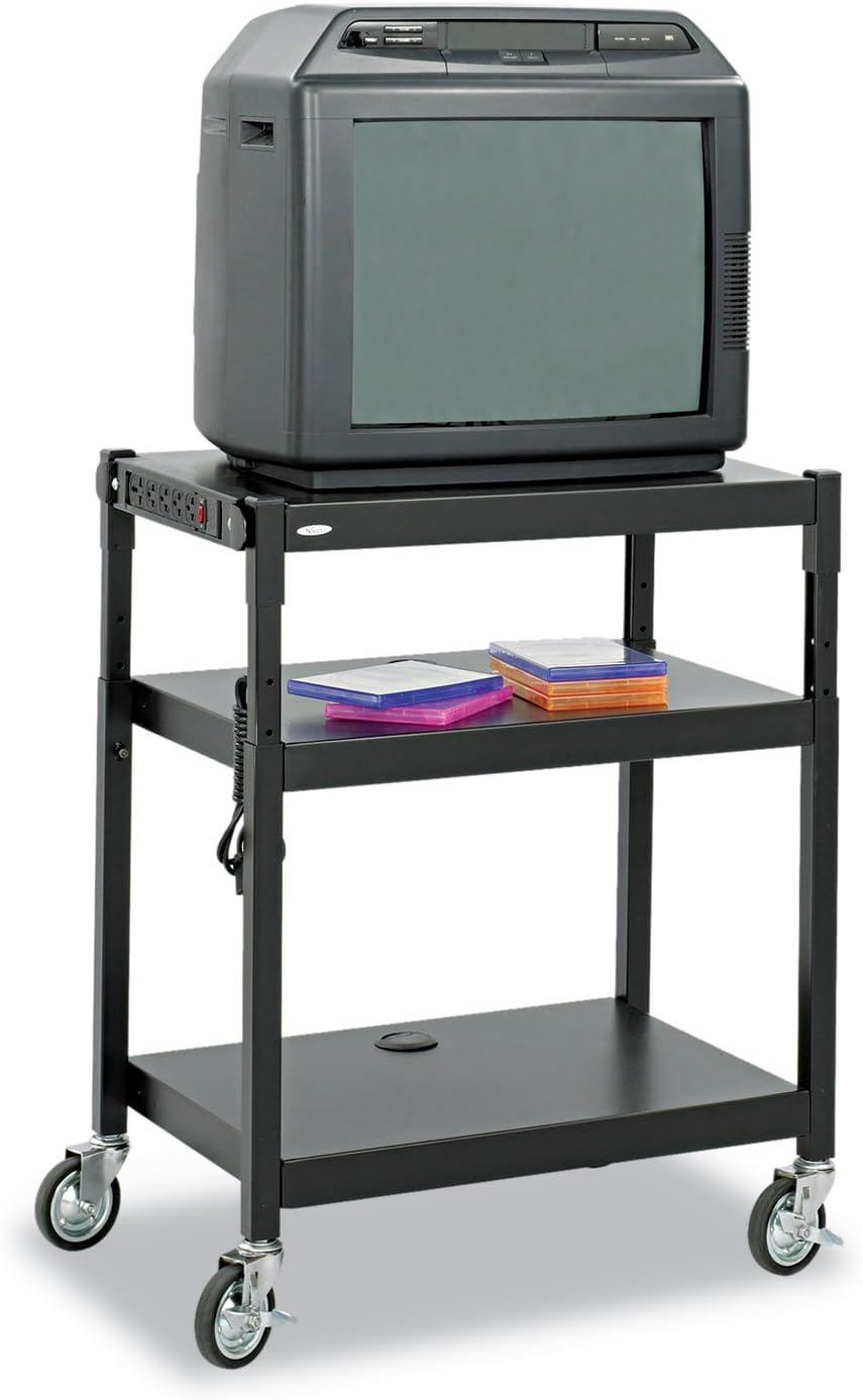 Safco Products Height Cart in Black Finish 8932BL 27.25 by 18.25 by 28.5 to 36.5-Inch