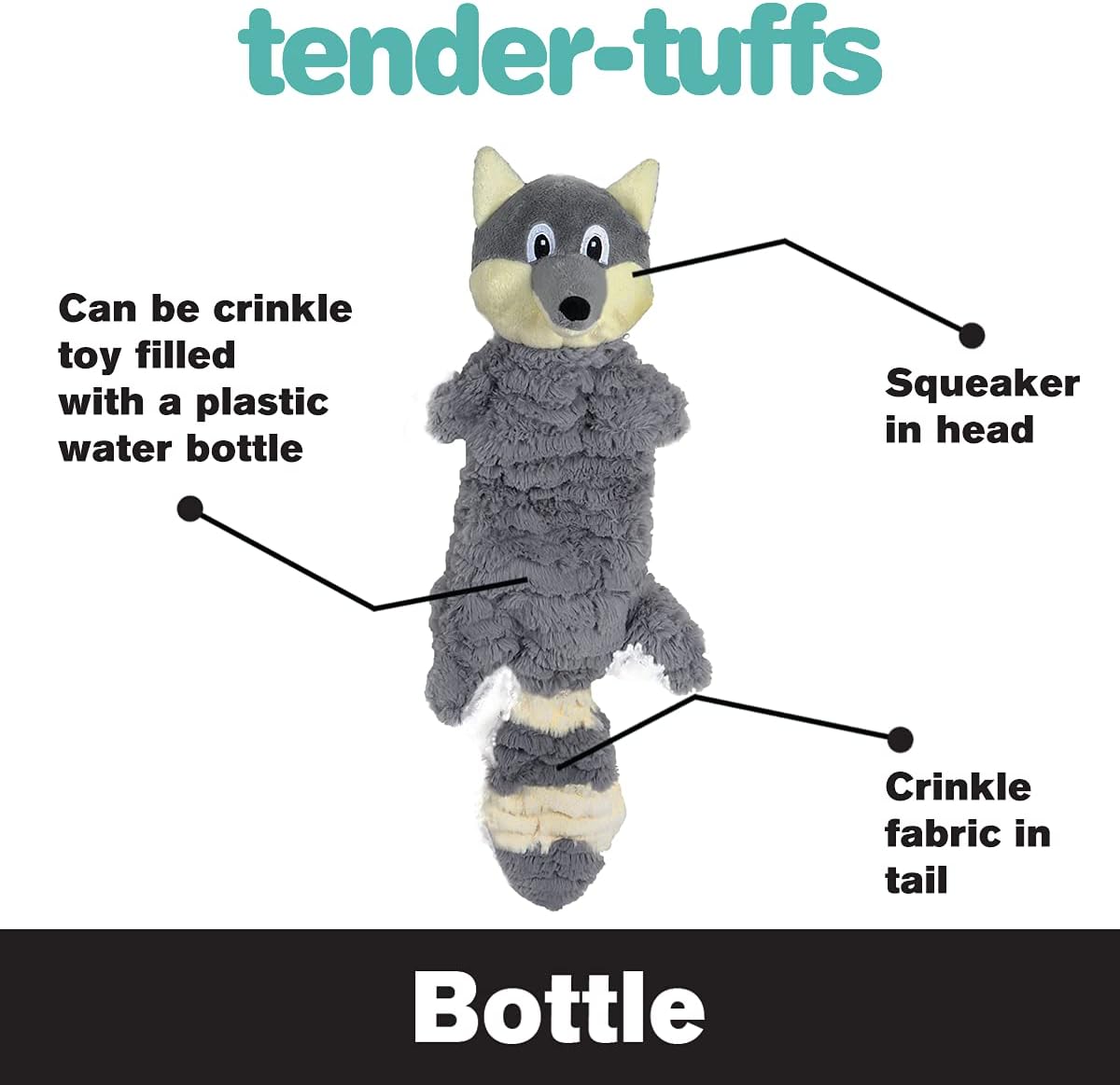 SmartPetLove Snuggle Puppy Tender Tuffs - Water Bottle Cruncher with Puncture Resistant Squeaker - Pig Bottle Cover Dog Toy