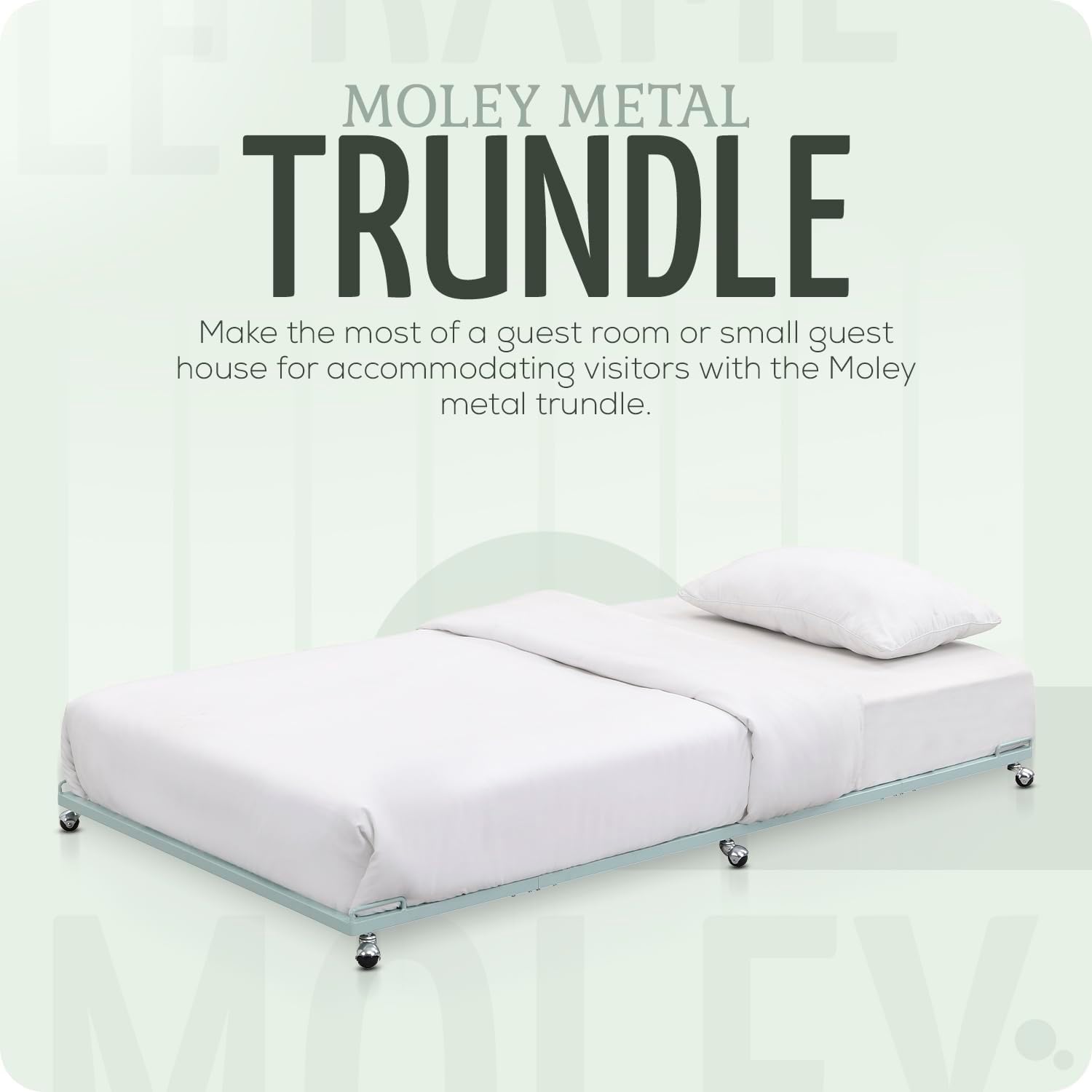 2K Furniture Designs - Twin Size Black Metal Roll Out Trundle Bed Frame for Daybed | Space-Saving Guest Bed - Slides Under Daybeds for Overnight Visitors, Dorms, and Small Spaces