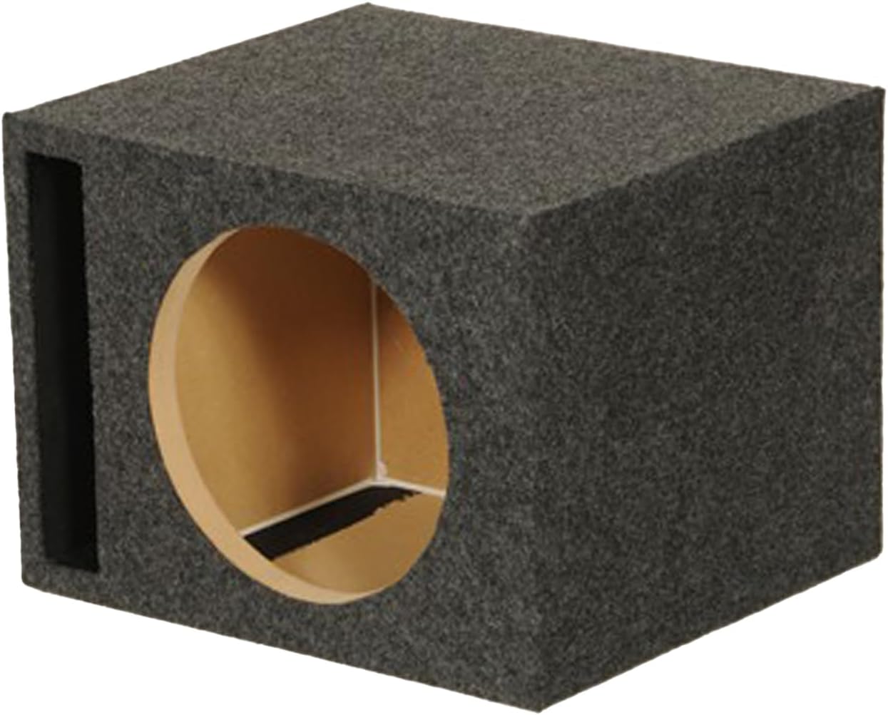 QPower HD112VL Single 12 Inch SPL XL Heavy Duty Side Ported Subwoofer Box Enclosure with Durable Carpet Covering for Car Audio Systems
