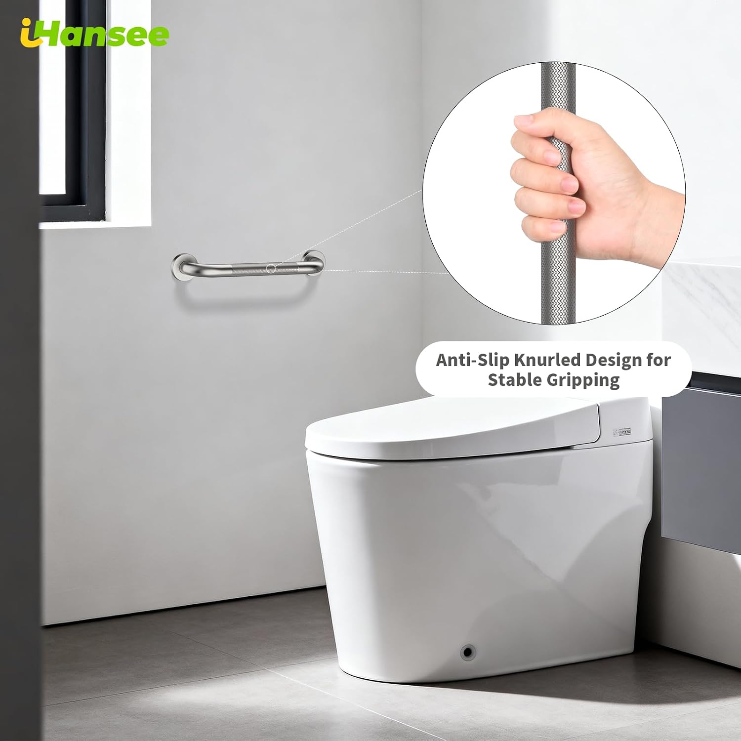 Brushed Nickel Grab Bars 18" 32" 36" 42" Bundle - 1.25" Diameter | 4 Pack Commercial Grab Bar, Anti-Slip Safety Shower Handrail, Toilet Handicap Bar, Stainless Steel Bathroom Handle for Senior