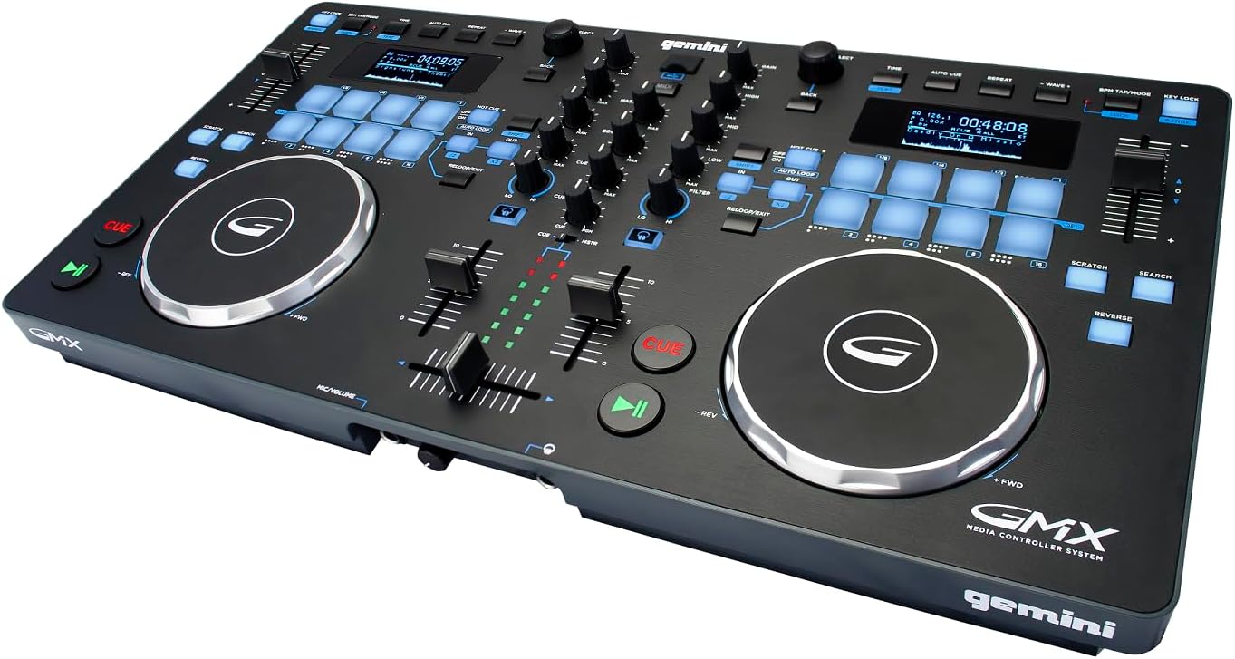 Gemini USB DJ Controller & Media Player, VirtualDJ LE (GMX) | USB DJ controller & media player - touch jog wheels, dual screens - VirtualDJ LE