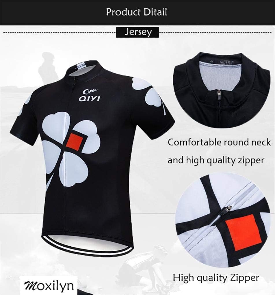 Men's Quick-Dry Cycling Jersey Set Road Bike Bicycle Shirt + Bib Shorts with 9D Gel Pad MTB Riding Clothing Kit