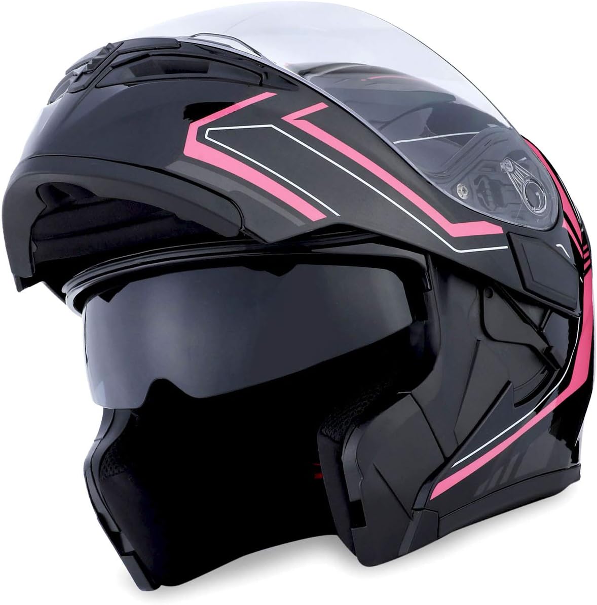 1Storm Motorcycle Modular Full Face Helmet Bike Flip up Dual Visor Sun Shield: HB89 Matt Black