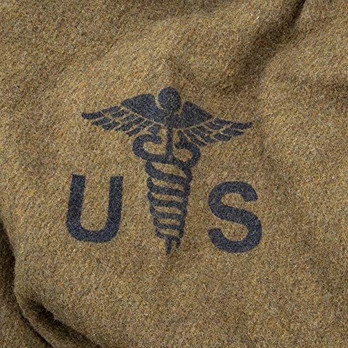 Reproduction US Army Medic Wool Blanket - Military Specs | 80% Wool Construction, Printed Logo, Great for Camping, Survival, Sporting Events