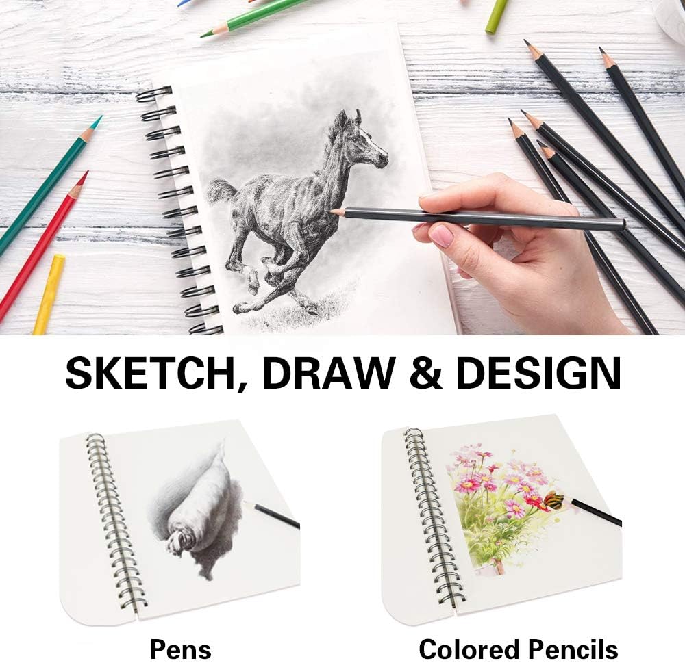 conda 8.5"x11" Sketch Book, 80 Sheets (68 lb/100gsm), Spiral Bound Artist Sketch Pad, Durable Acid Free Drawing Paper for Drawing Painting
