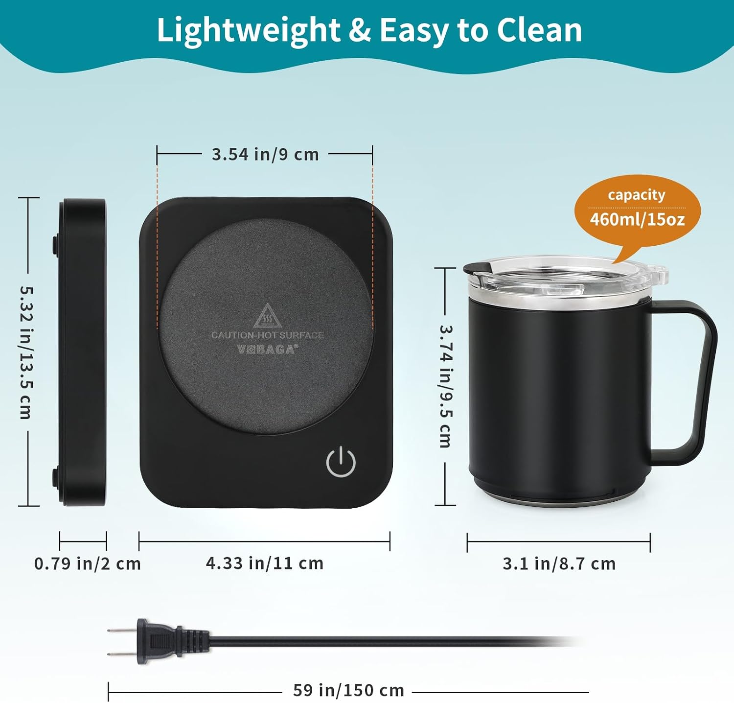 VOBAGA Coffee Mug Warmer for Desk with Auto Shut Off & 3-Temp Settings, Coffee Cup Warmer with Smart Safety Alert Home Office Accessory
