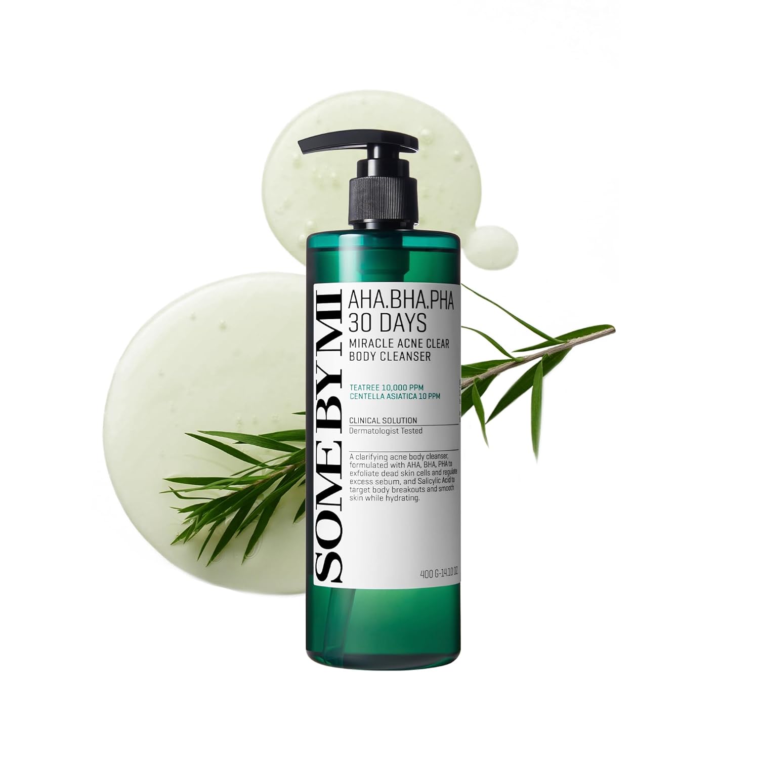SOME BY MI AHA BHA PHA 30 Days Miracle Acne Clear Body Cleanser 13.5oz – Salicylic Acid & Tea Tree Acne Body Wash – Deep Cleansing