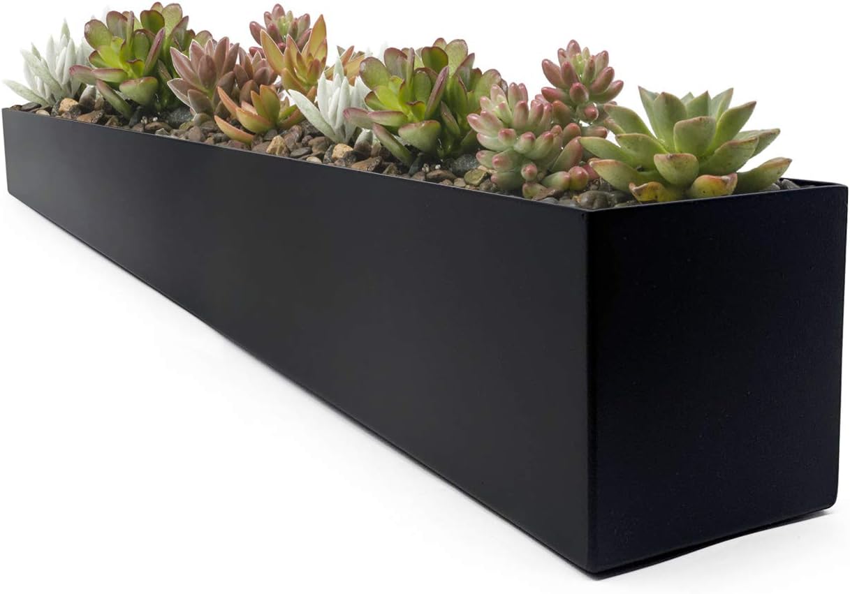 Buhbo Modern Metal Trough Rectangle Planter 32 inch, White