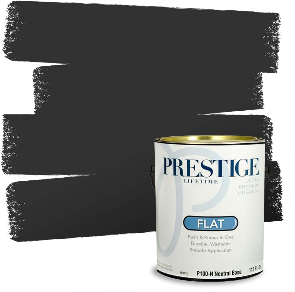 PRESTIGE Paints Exterior Paint and Primer In One, 1-Gallon, Satin, Comparable Match of Sherwin Williams* Black Magic*