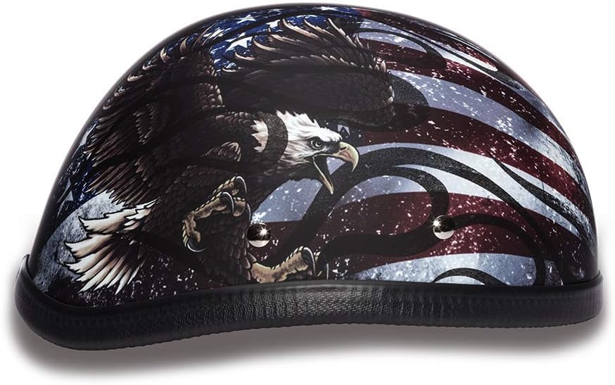 Daytona Helmets Graphics Bicycle Helmets for Men - Novelty Half Helmet with Breathable Liner - Retro Skull Cap – Eagle Headgear with Head Wrap