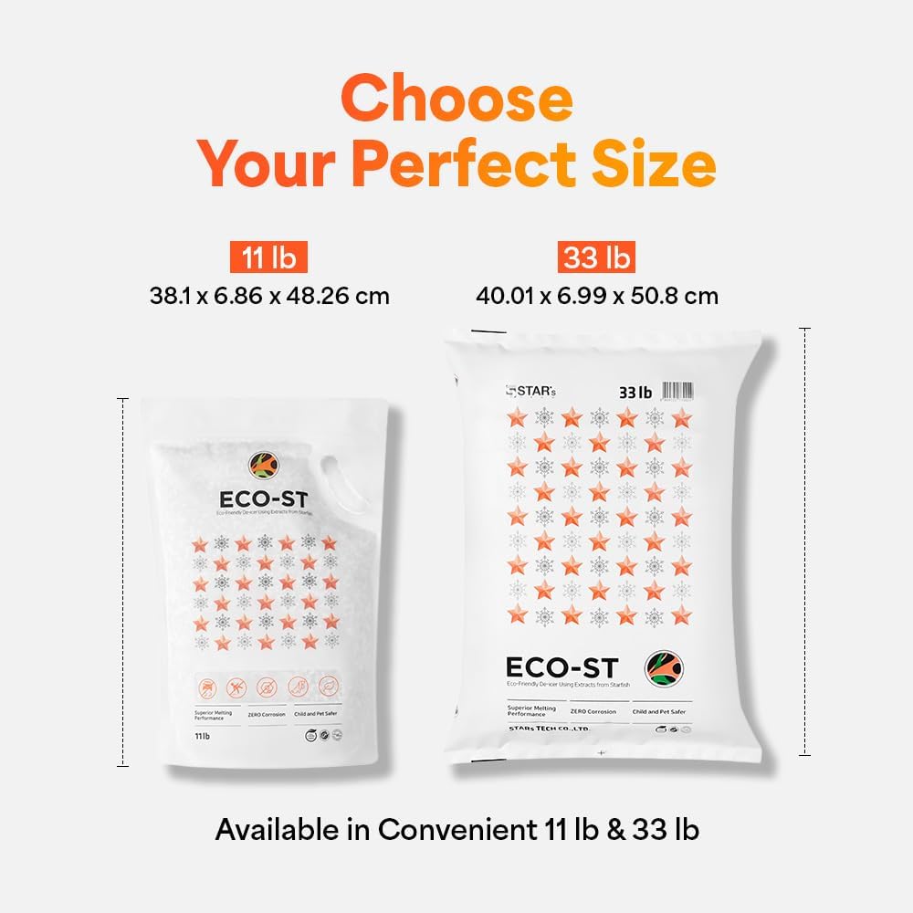 ECO-ST Ice Melt Safe For Concrete - Fast Acting - Pet Safe Anti-Corrosion Snow Melt - Effective at -30℉ (11lb)