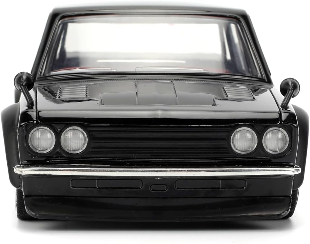 Jada Toys JDM Tuners 1:24 Scale Die-Cast 1973 Datsun 510 – Opening Doors, Detailed Interior, Rubber Tires, Collectible for Ages 8+(Gloss Black)