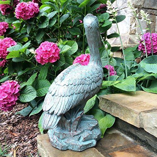 homestyles 20 in. Pelican on Ocean Coastal Rock Collectible Beach Statue-Bronze Patina Finish