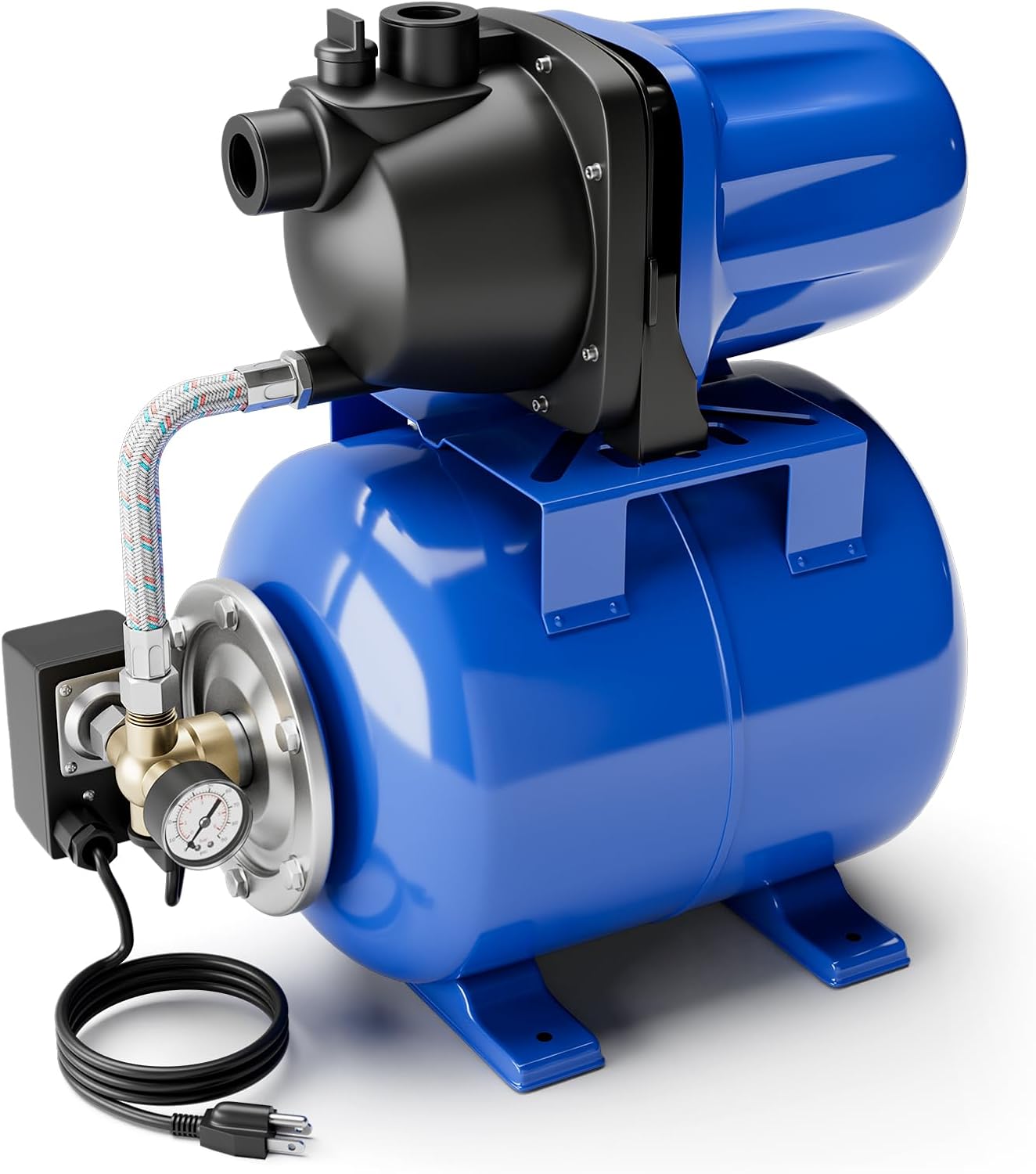 Happygrill 1.6 HP Shallow Well Pump with Pressure Tank (Black) | 1000 GPH 164 FT Garden Jet Pump Irrigation Sprinkler System Water Transfer Pump