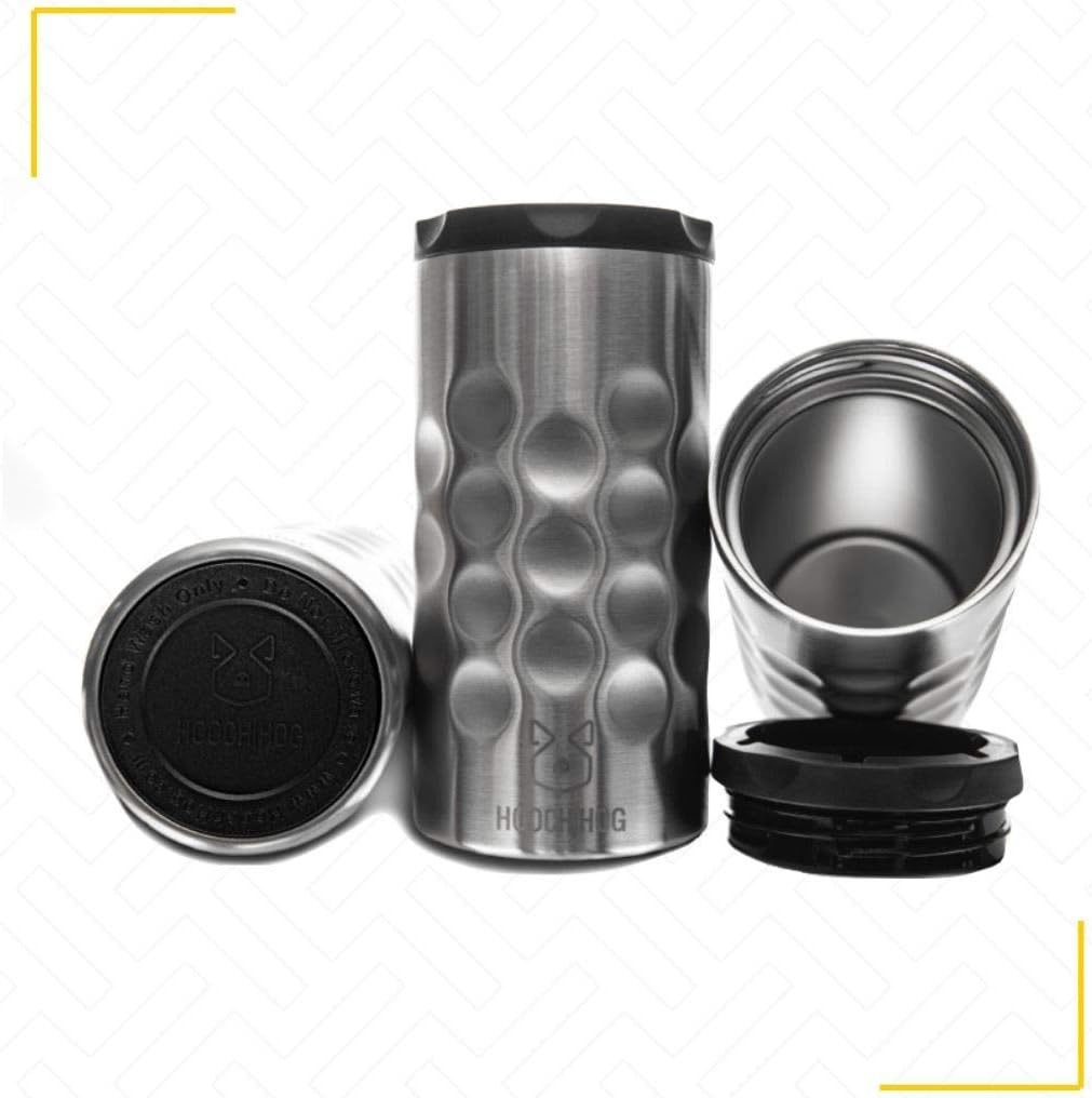 Hooch|Hog Slim Can Cooler Stainless Steel for 12 oz. Skinny Cans | 3x Insulated Beer Can Holder for Michelob Ultra, White Claw