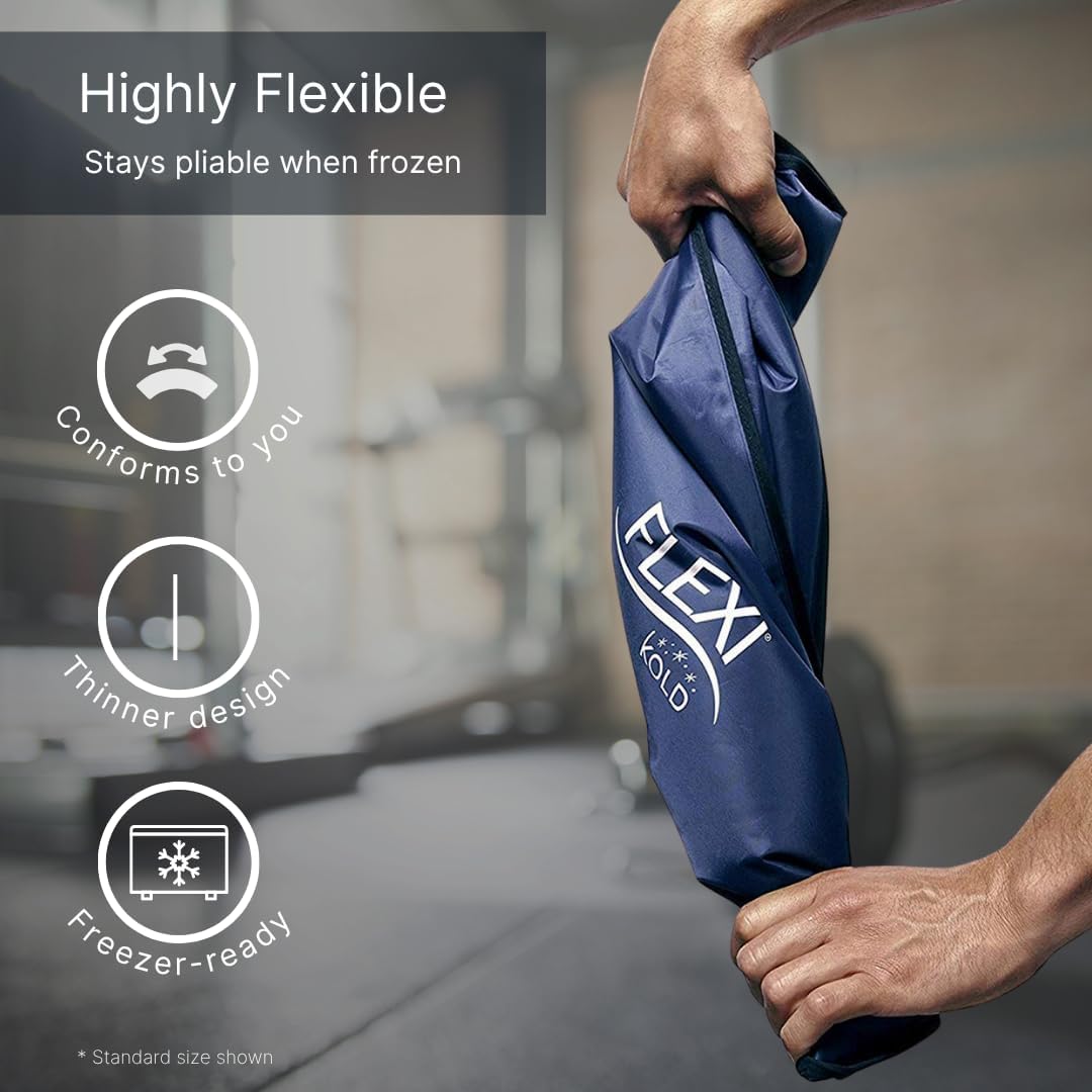 FlexiKold Gel Ice Packs (Standard Large: 10.5" x 14.5") for Injuries Reusable, Back Pain Relief, Knee Wrap, After Surgery, Ice Pack for Knee, Shoulder - 6300-COLD by NatraCure