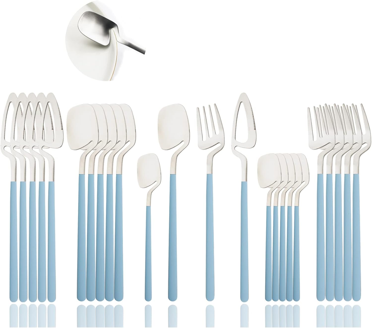 JASHII Silverware Set Satin Finish 24-Piece Stainless Steel Flatware Set Kitchen Utensil Set Service for 6 Tableware Cutlery Set Dishwasher Safe