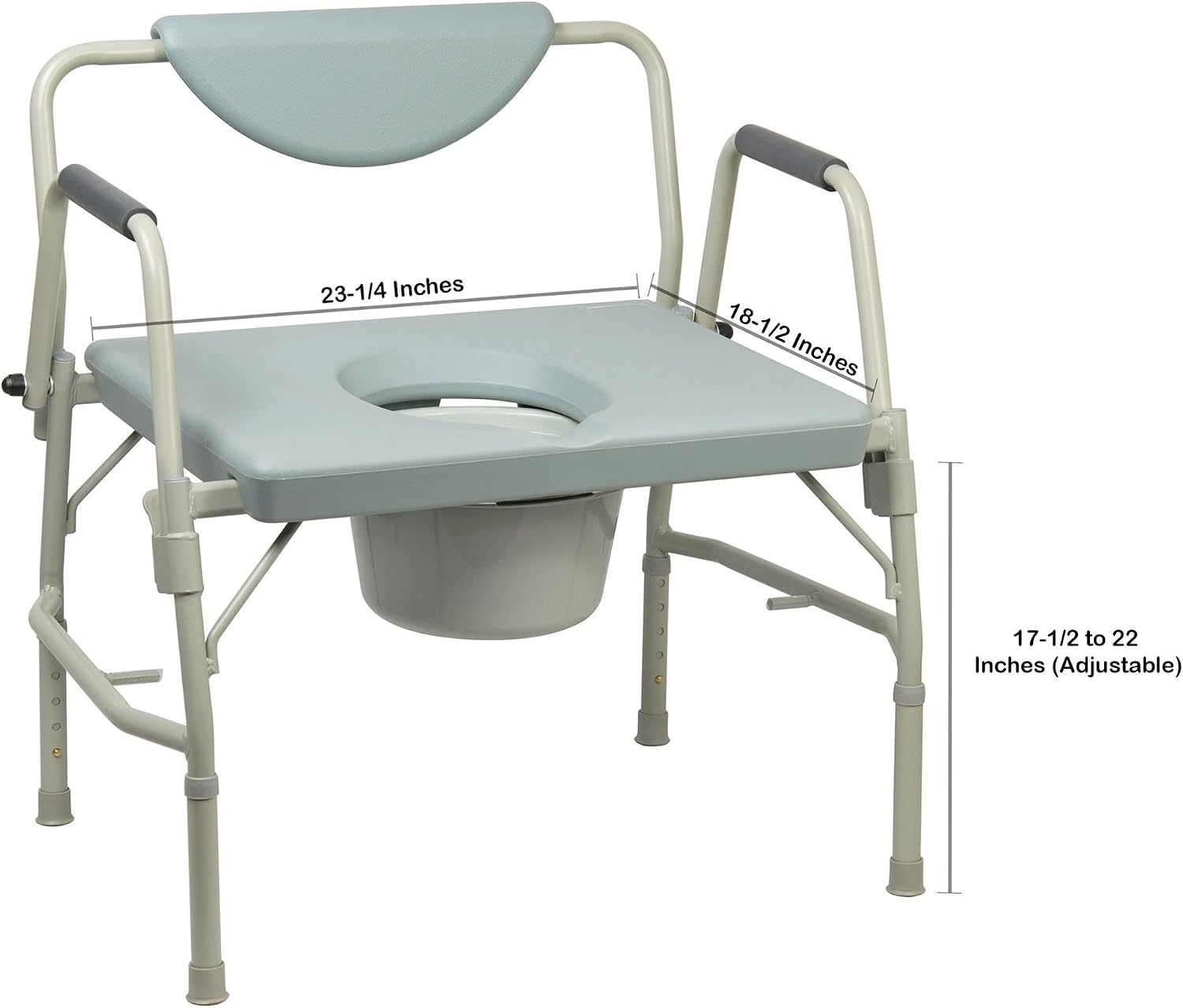 McKesson Heavy-Duty Bariatric Commode Chair with 12 qt, 23 1/4 in, 1 ct | Seat Width