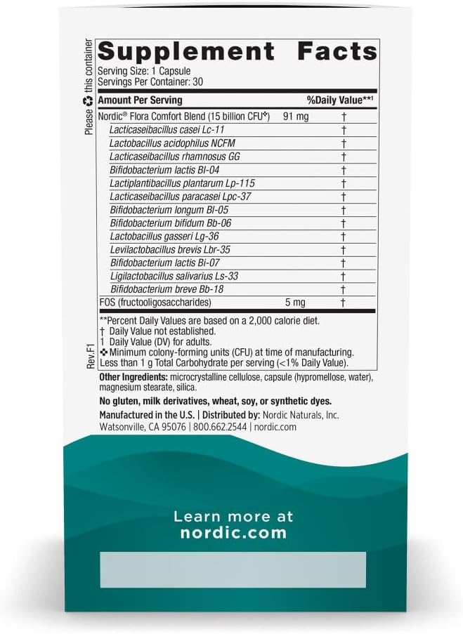 Nordic Naturals Nordic Flora Probiotic Daily, Immune Support - 60 Count | 4 strains, 12 billion CFU. Supports immune health, digestive wellness & optimal gut function. Vegan, Non-GMO. 30 servings.