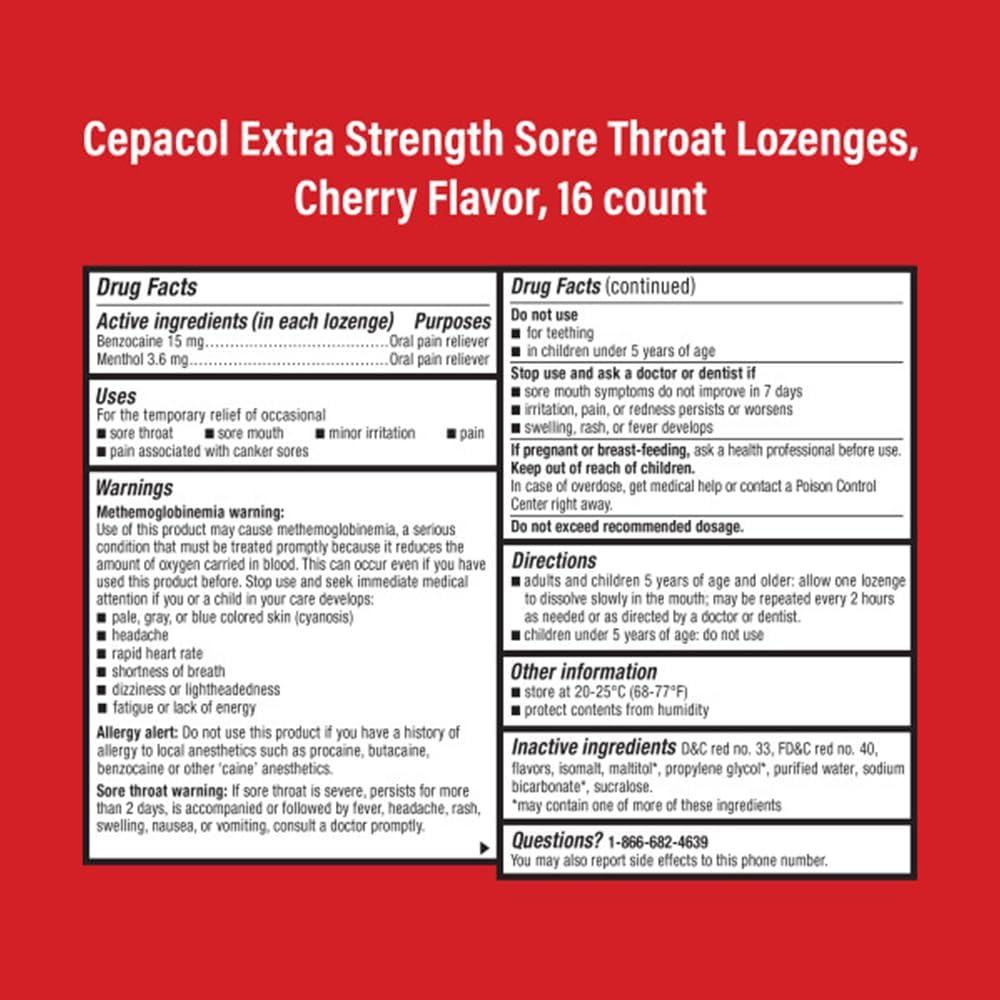 Cepacol Extra Strength Sore Throat & Cough Relief Lozenges, 16 Count, Mixed Berry Flavor, Maximum Numbing, Fast Acting Relieves Sore Throat Pain, and Quiets Cough (Pack of 4)