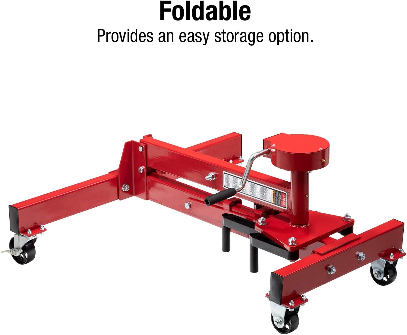 SUNEX TOOLS 8300GB, Foldable Engine Stand, ½ Ton Capacity, Self-Locking Worm Drive Gearbox, Foldable, Adjustable, Caster Wheels, Four Wheel Base