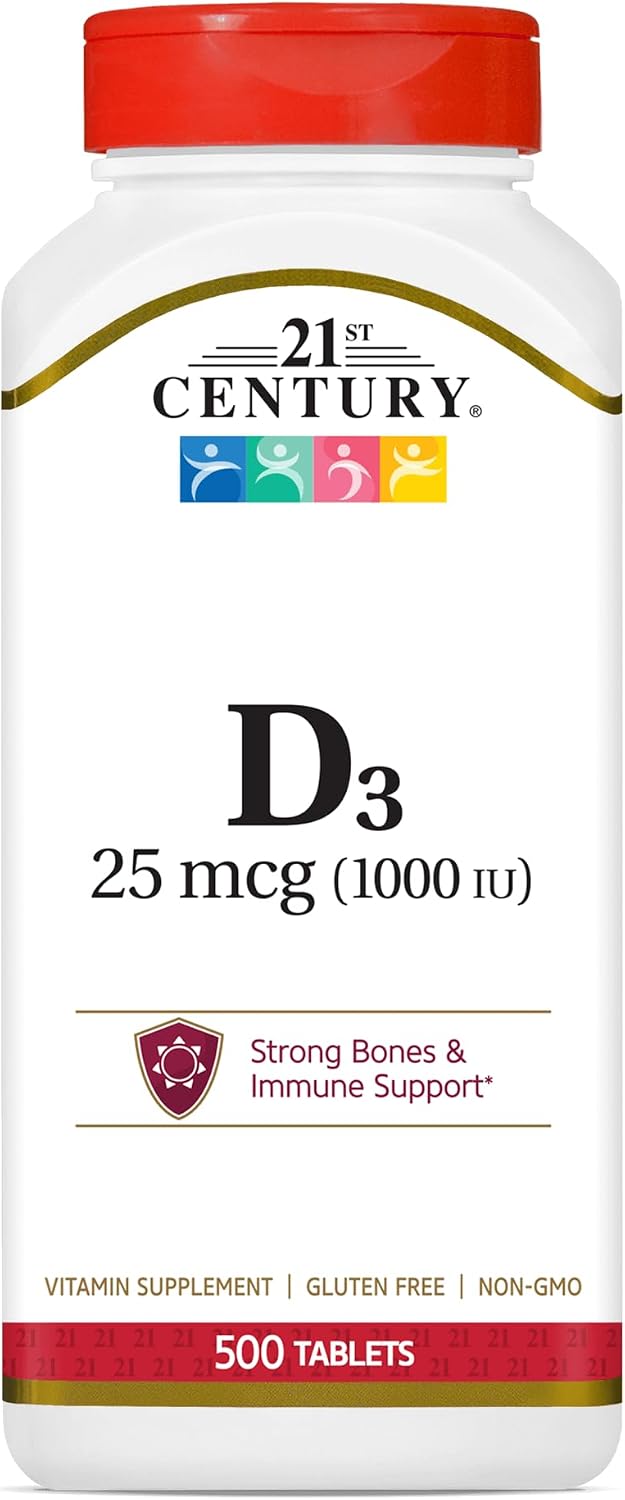 21st Century Vitamin D3 1000 IU Tablets, Bone & Immune, 500 Count | Vitamin D3 1000 IU Tablets