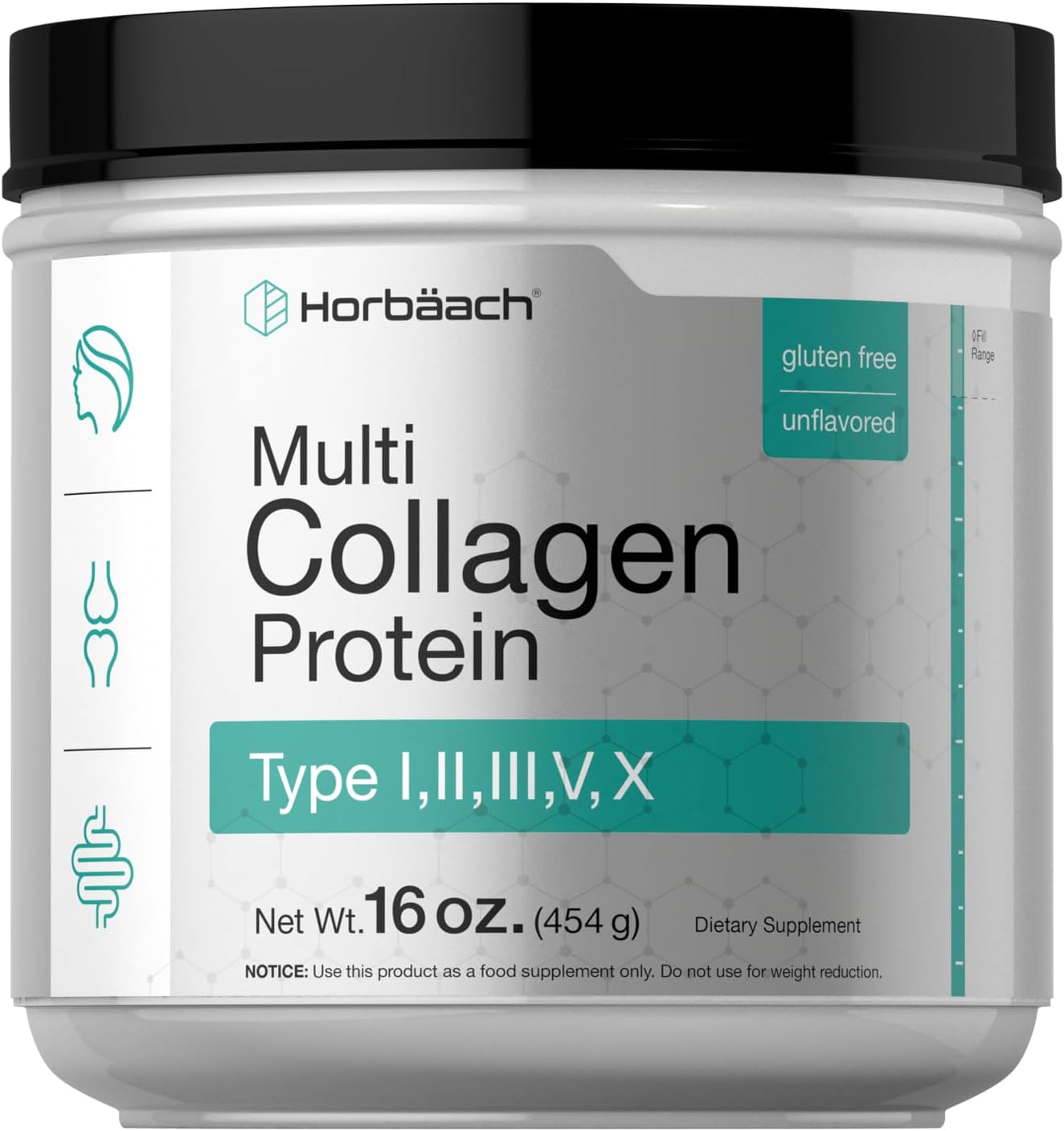 Horbäach Multi Collagen Protein Powder 16 oz | Type I, II, III, V, X