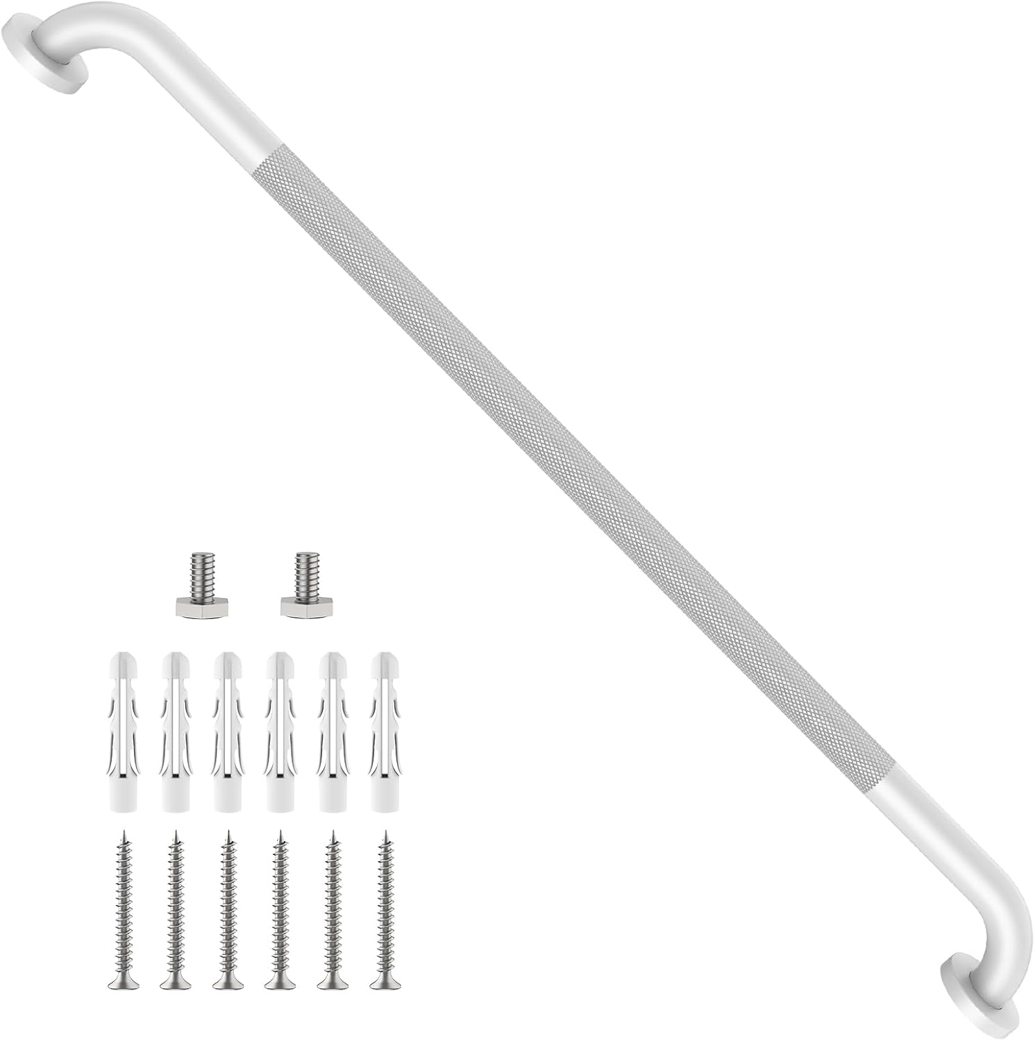 40 Inch Brushed Nickel Shower Grab Bar Anti-Slip Knurled Grip,Safety Handle | YuanDe 1.25" Diameter Stainless Steel Bathroom Grab Bars, Handicap Injury Elderly Senior Assist Support Shower Handle-2Packs