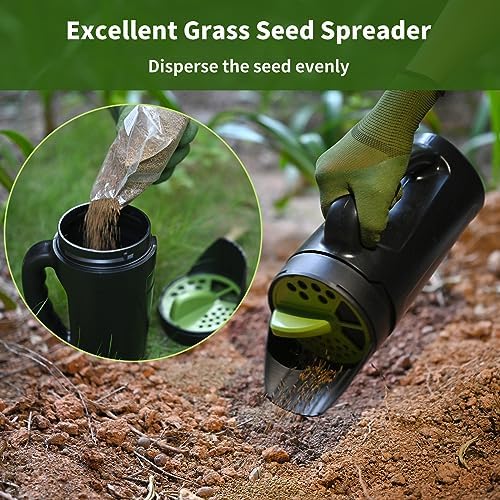 PERSZEN Seed Spreader Hand Held, Hand Spreader Lawn and Garden for Fertilizer Grass Seed Salt Ice Melt Earth Food